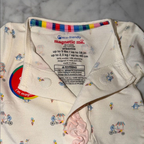 NWT Magnetic Me Modal Cream Footie with Pink Ruffle Preemie - Picture 2 of 5